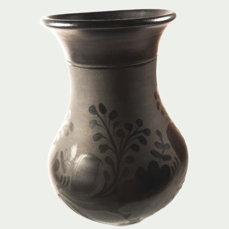 Nádudvari fekete kerámia karcsú váza