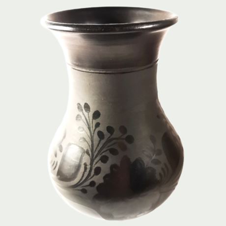 Nádudvari fekete kerámia karcsú váza
